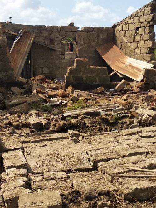 A house in Lamego, Mozambique, badly damaged by Cyclone Idai