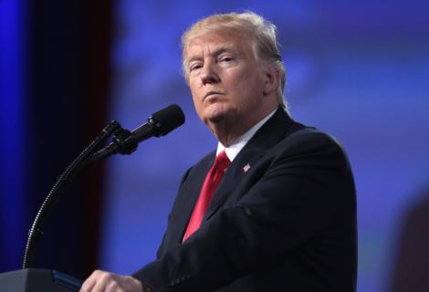 President of the United States Donald Trump speaking at a conference