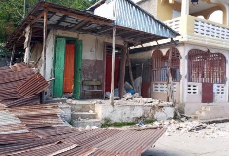 Houses destroyed by Haiti earthquake