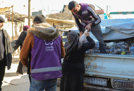 ActionAid partner, Violet, distributes essential supplies in Northwest Syria