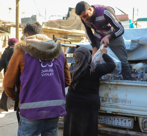 ActionAid partner, Violet, distributes essential supplies in Northwest Syria