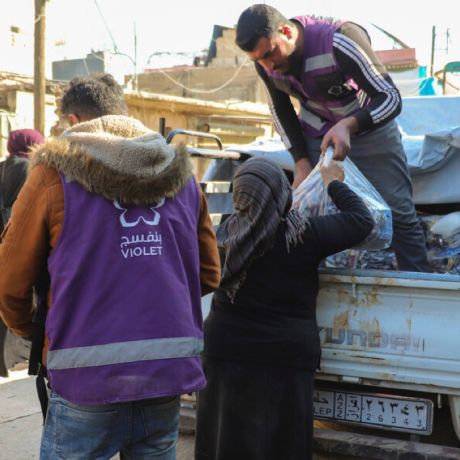 ActionAid partner, Violet, distributes essential supplies in Northwest Syria