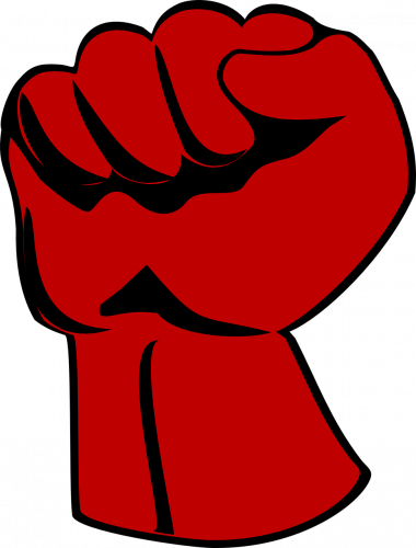 A fist raised in salute